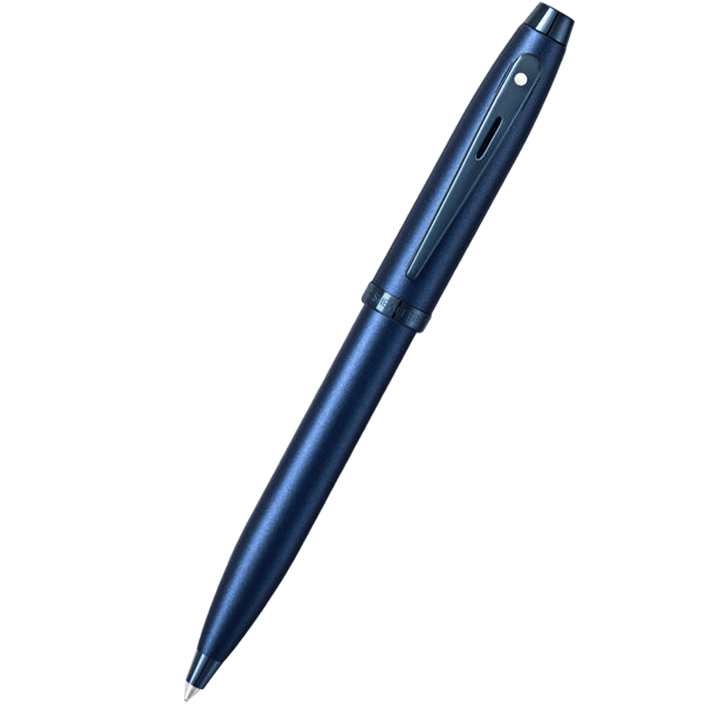 Sheaffer 100 Ballpoint Pen - Satin Blue Lacquer - Blue Trim - Pen Boutique Ltd