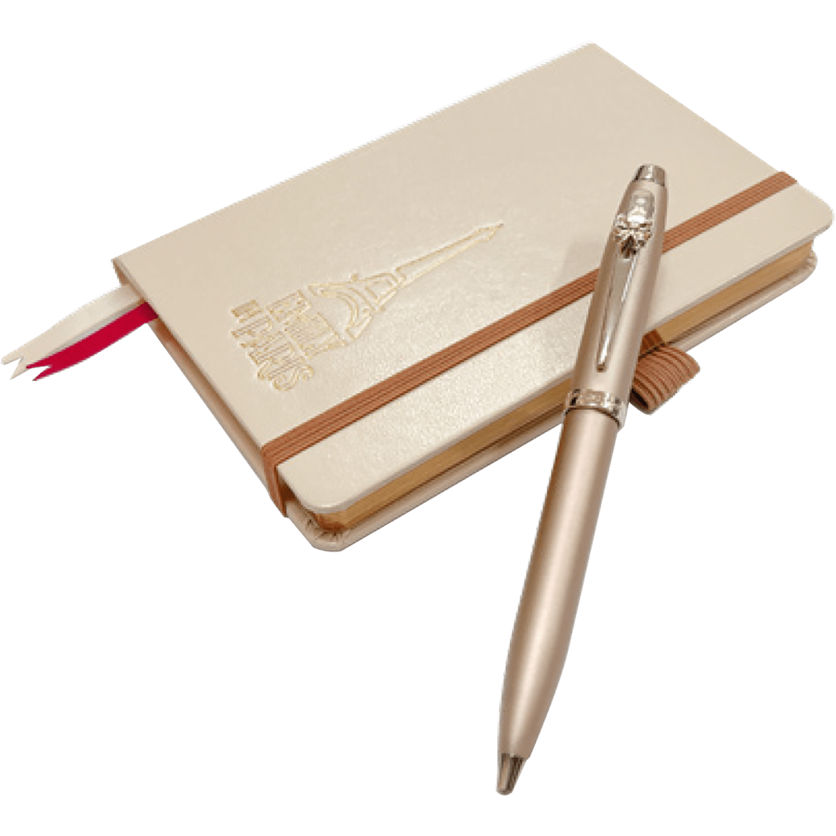Sheaffer 100 x Emily in Paris Ballpoint Pen - Champagne Gold + Hardbound Small Notebook (Gift Set) - Pen Boutique Ltd