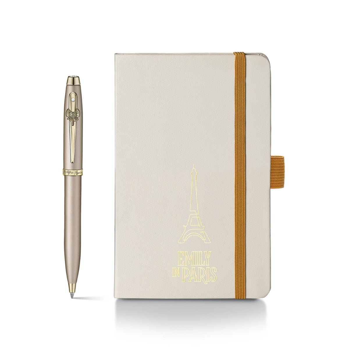 Sheaffer 100 x Emily in Paris Ballpoint Pen - Champagne Gold + Hardbound Small Notebook (Gift Set) - Pen Boutique Ltd