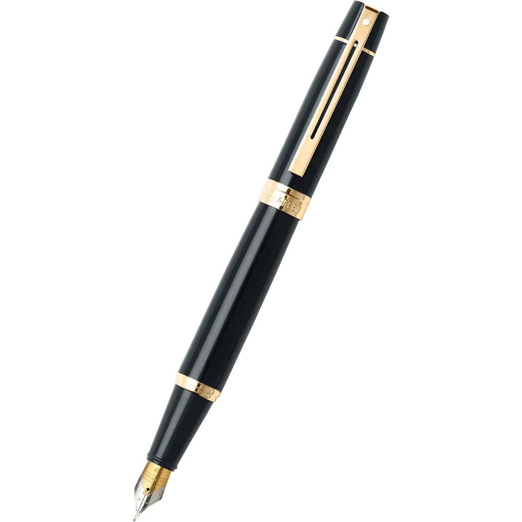 Sheaffer 300 Glossy Black Gold Trim Fountain Pen-Pen Boutique Ltd
