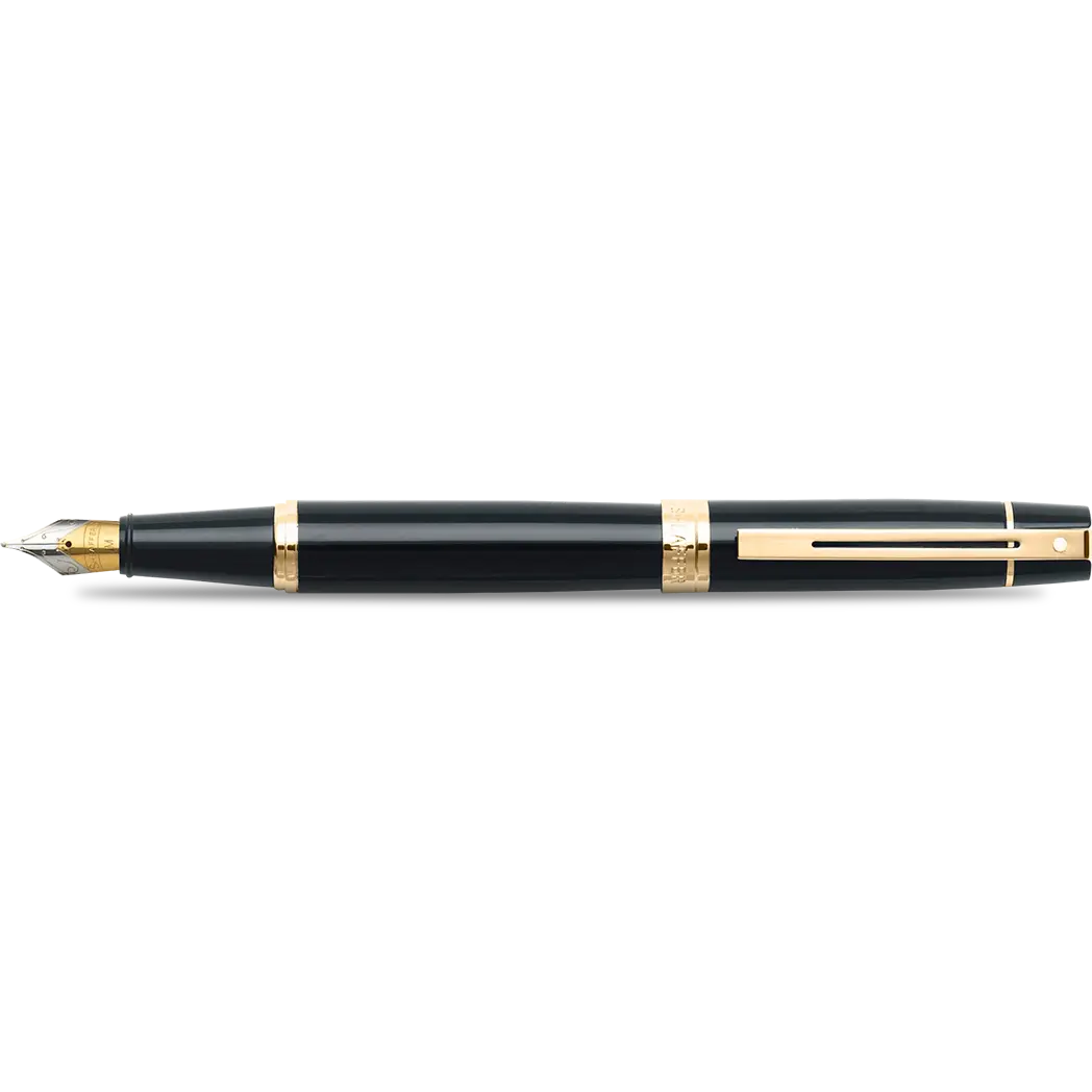 Sheaffer 300 Glossy Black Gold Trim Fountain Pen-Pen Boutique Ltd