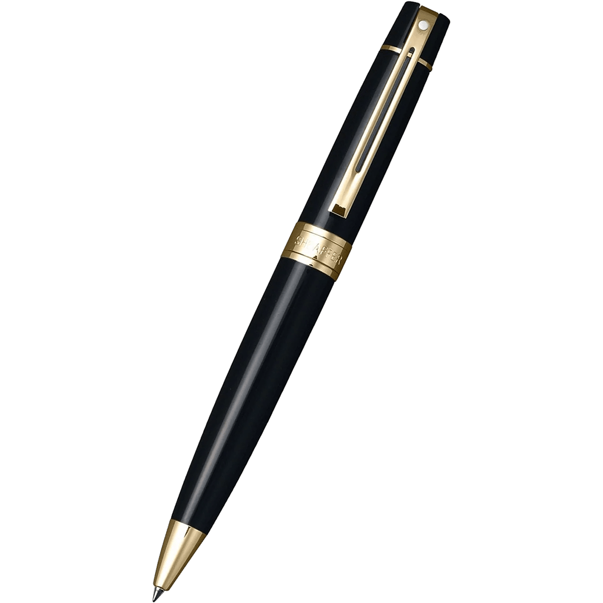 Sheaffer 300 Ballpoint Pen - 9325 Glossy Black - Gold Trim - Pen Boutique Ltd