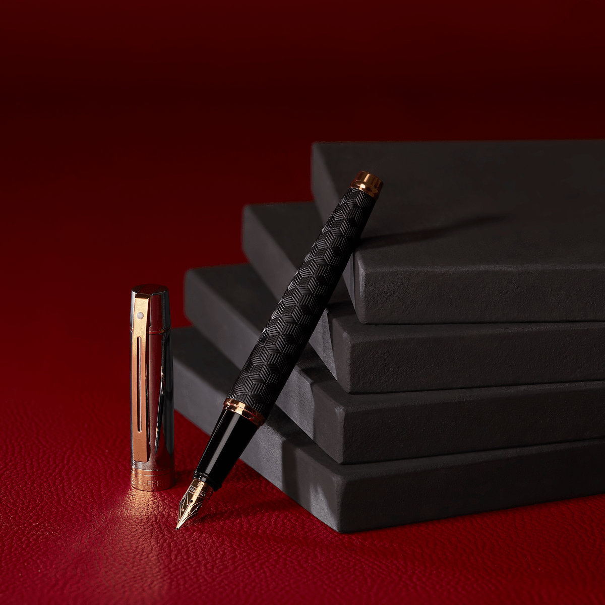 Sheaffer 300 Fountain Pen - Engraved Matt Black - Pen Boutique Ltd