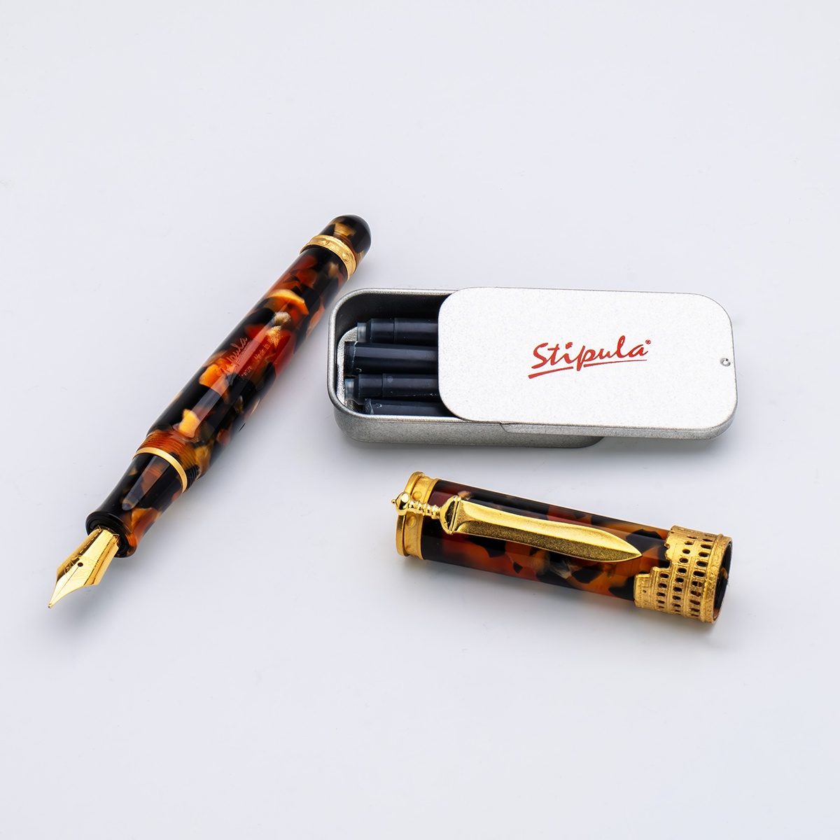 Stipula Gladiator Fountain Pen - Paestrum Tortoise-Pen Boutique Ltd