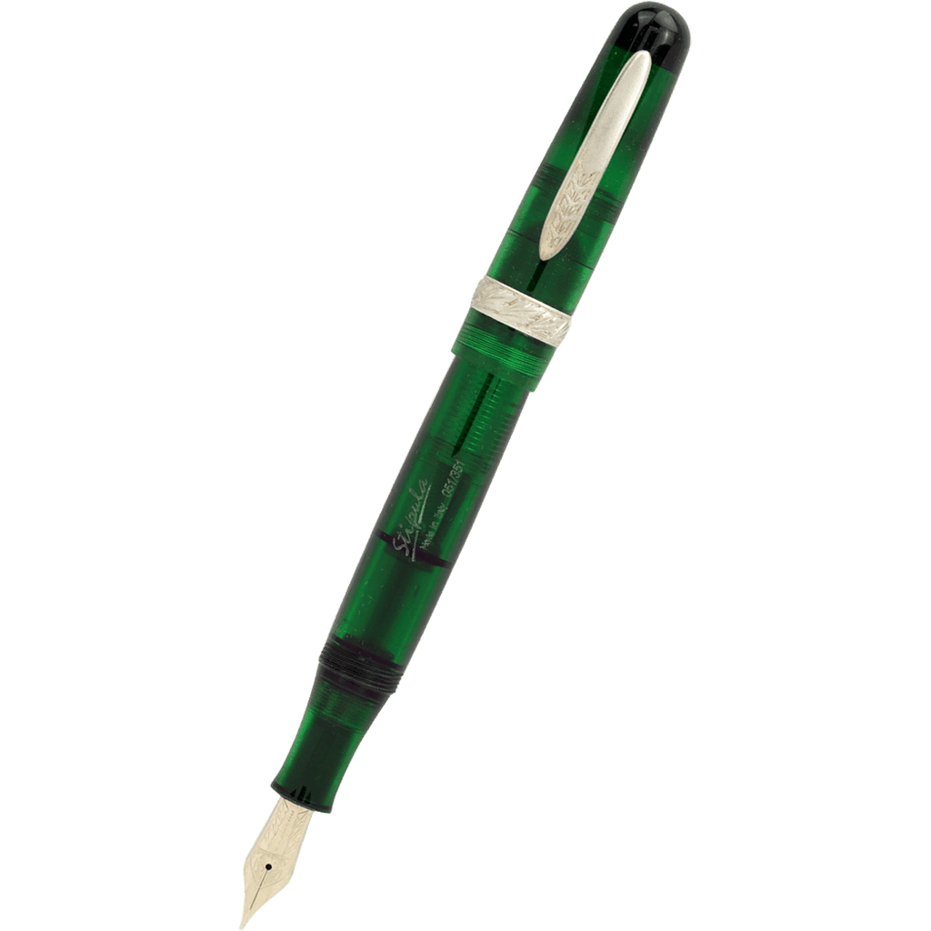 Stipula Etruria Rainbow Fountain Pen - Clear Green - Stainless Steel (Limited Edition) - Pen Boutique Ltd