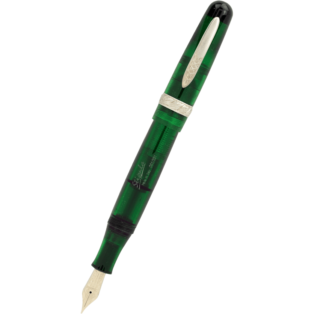 Stipula Etruria Rainbow Fountain Pen - Clear Green - Stainless Steel (Limited Edition) - Pen Boutique Ltd
