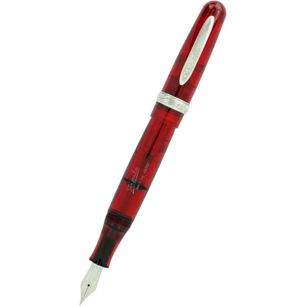 Stipula Etruria Rainbow Fountain Pen - Clear Red - Stainless Steel (Limited Edition) - Pen Boutique Ltd