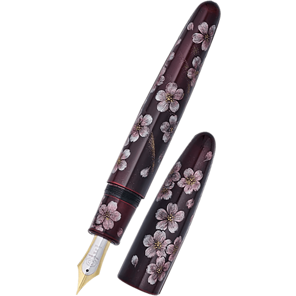 Taccia Empress Fountain Pen - Aka Fuji & Sakura on Red Chinkin (Limited Edition) - Pen Boutique Ltd