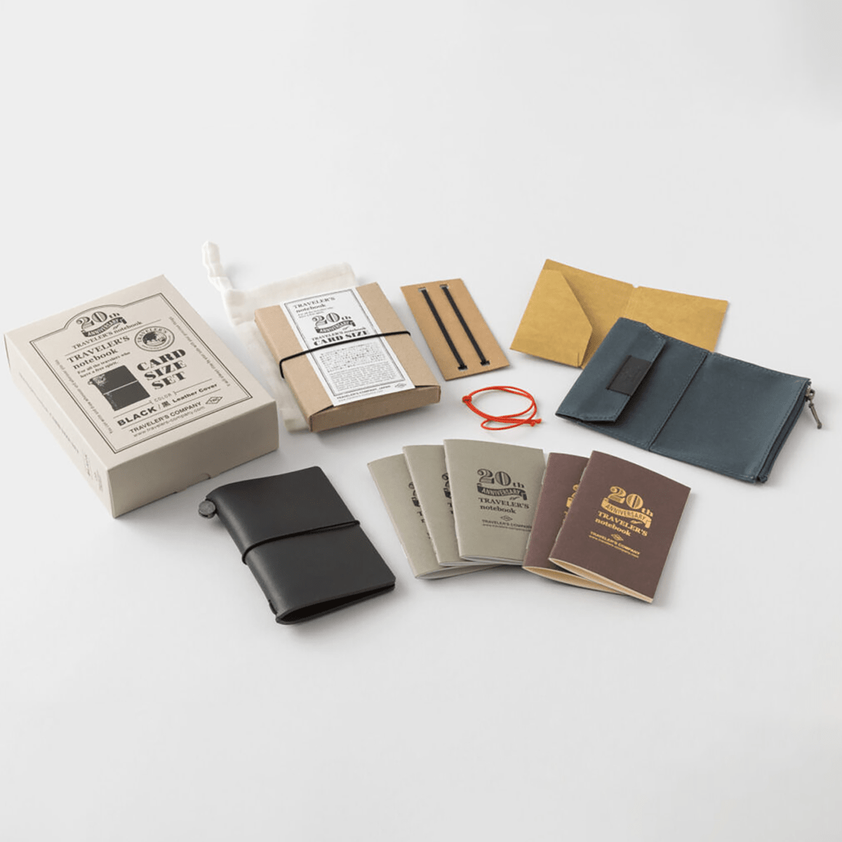 Traveler's Notebook Set - 20th Anniversary - Black - Card Size - Pen Boutique Ltd