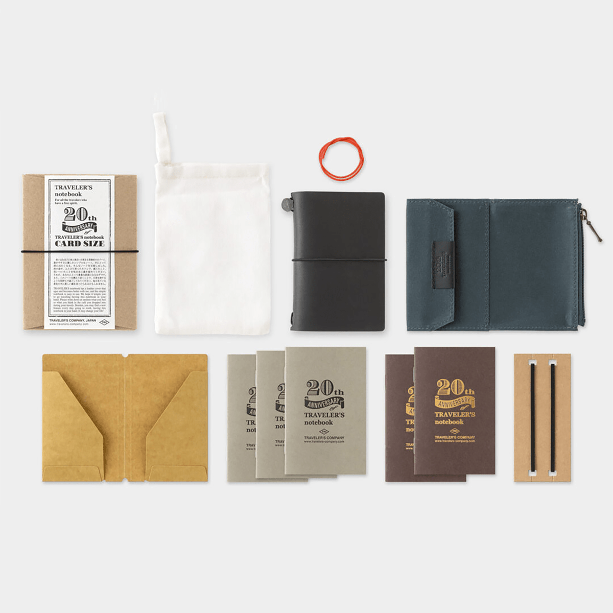Traveler's Notebook Set - 20th Anniversary - Black - Card Size - Pen Boutique Ltd