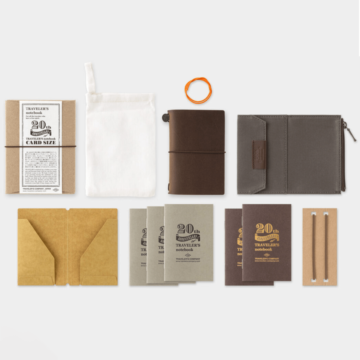 Traveler's Notebook Set - 20th Anniversary - Brown - Card Size - Pen Boutique Ltd