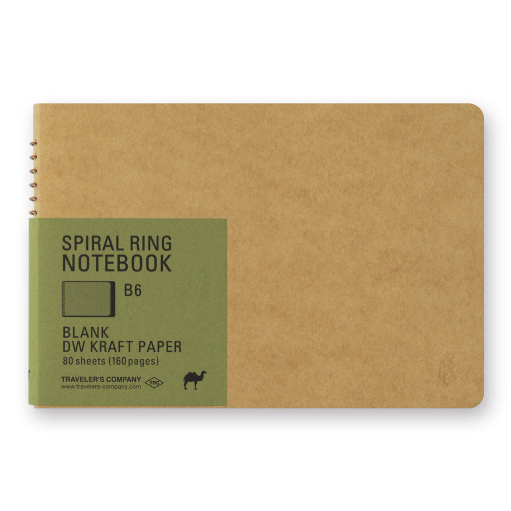 Traveler's Spiral Ring Notebook - B6 - Blank DW Kraft Paper-Pen Boutique Ltd