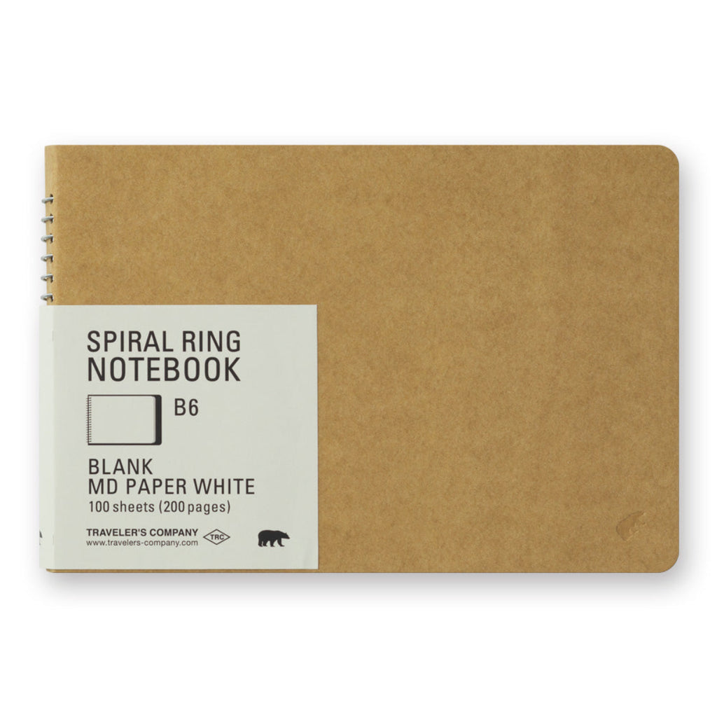 Traveler's Spiral Ring Notebook - B6 - Blank MD Paper White-Pen Boutique Ltd