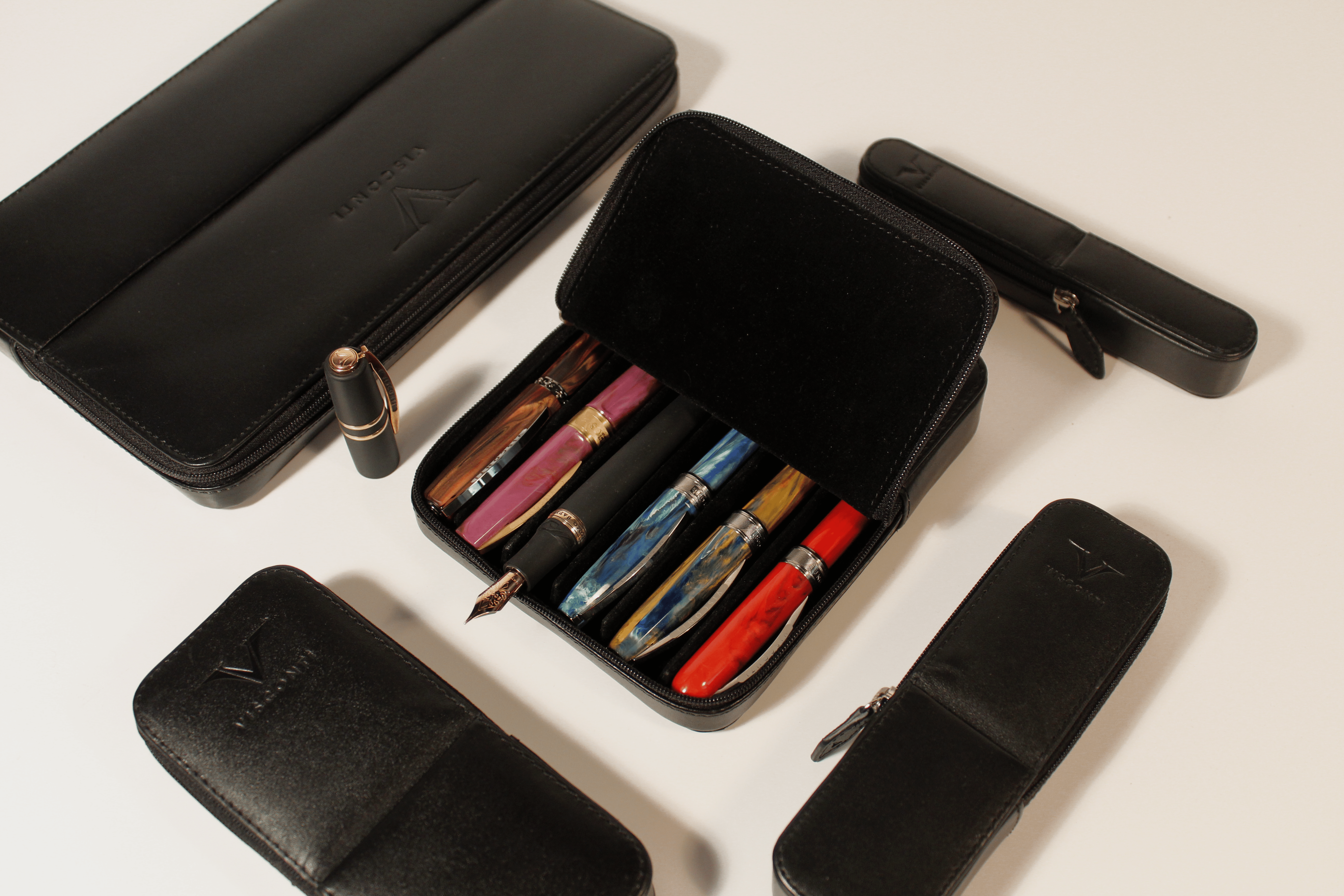 Visconti Classic Leather Twelve Pen Case - Black - Pen Boutique Ltd