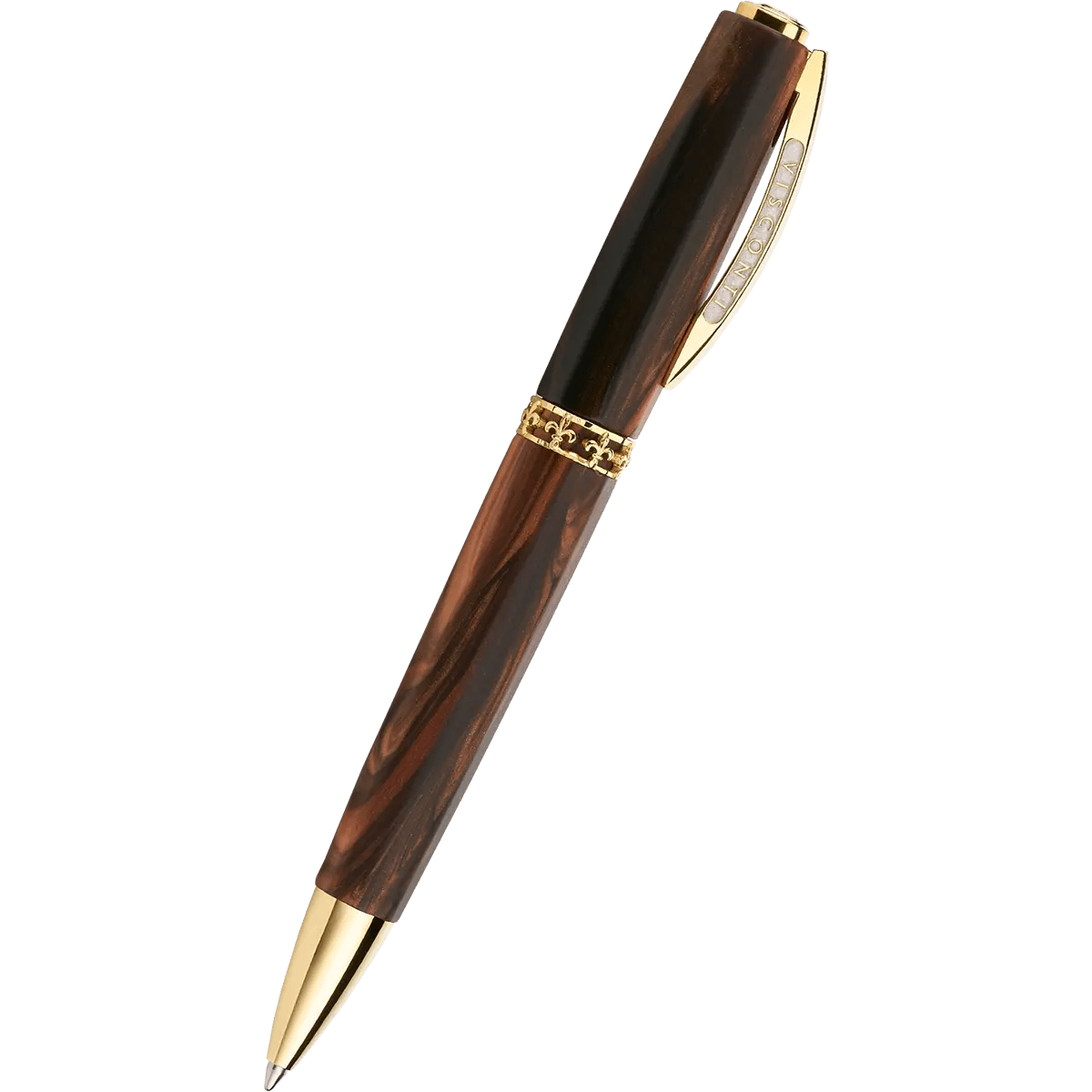 Visconti Medici Ballpoint Pen - Briarwood - Yellow Gold Trim - Pen Boutique Ltd
