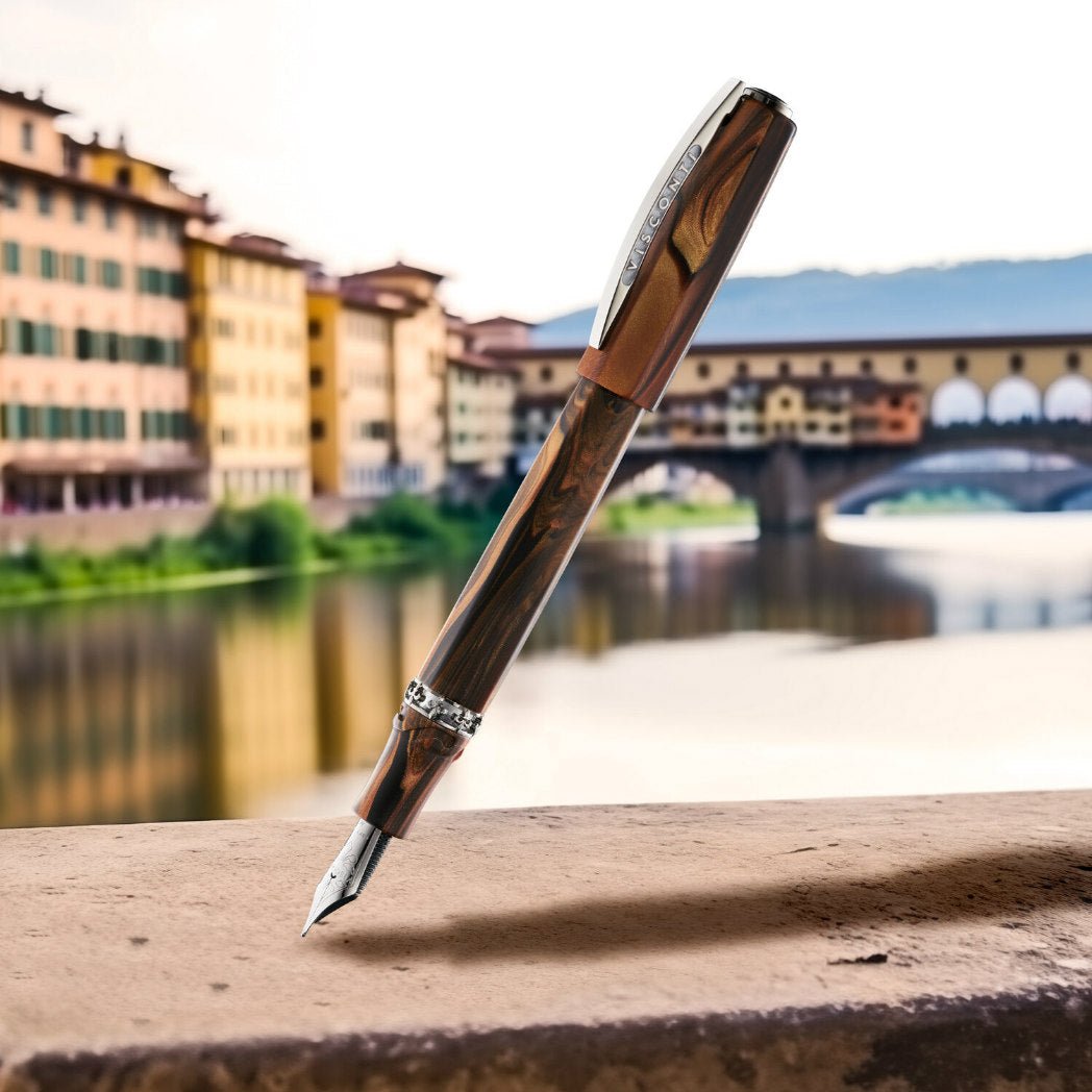 Visconti Medici Fountain Pen - Briarwood - Ruthenium Trim - Oversize - Pen Boutique Ltd