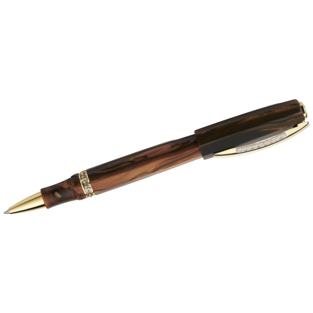 Visconti Medici Rollerball Pen - Briarwood - Yellow Gold Trim - Oversize - Pen Boutique Ltd