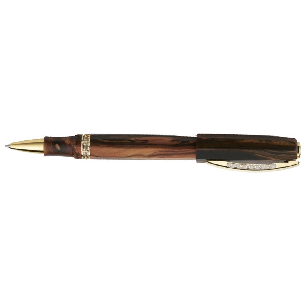 Visconti Medici Rollerball Pen - Briarwood - Yellow Gold Trim - Oversize - Pen Boutique Ltd