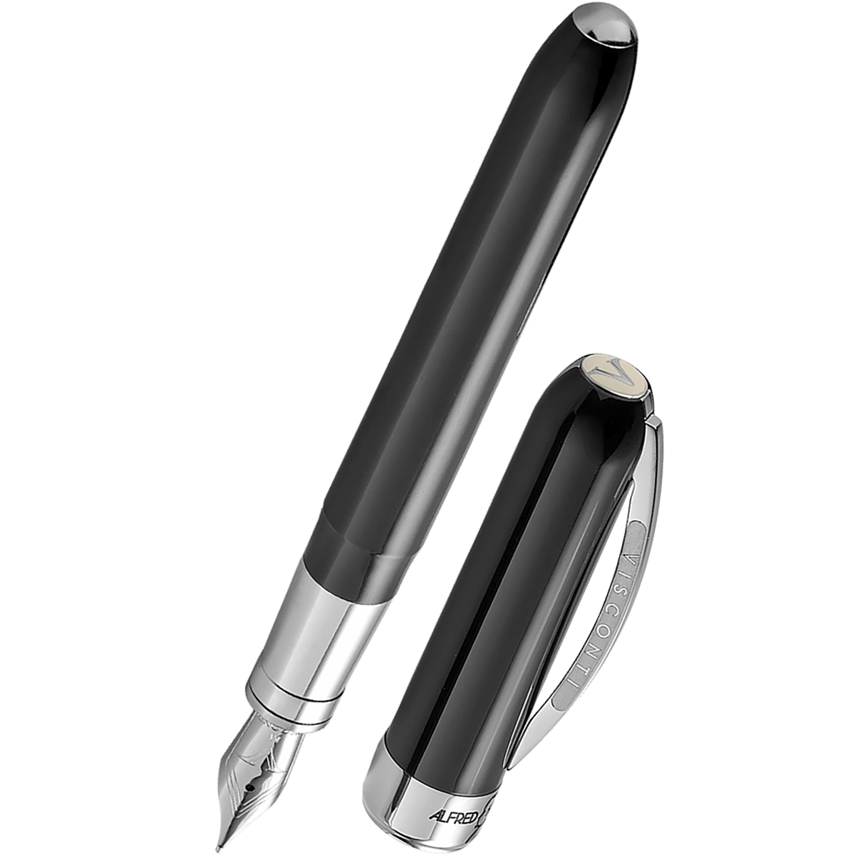 Visconti Alfred Hitchcock Fountain Pen - Black - Palladium Trim - Pen Boutique Ltd