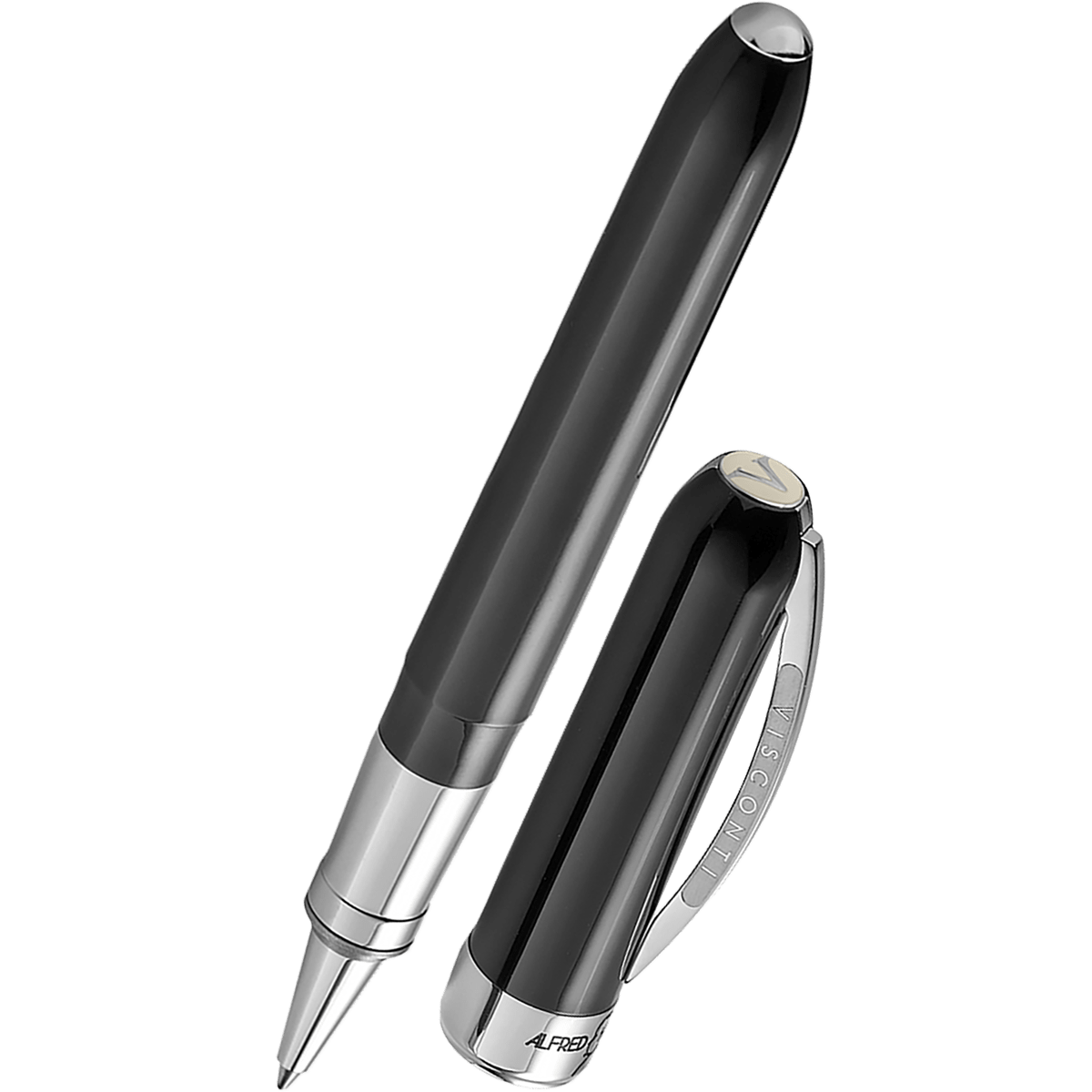 Visconti Alfred Hitchcock Rollerball Pen - Black - Palladium Trim - Pen Boutique Ltd