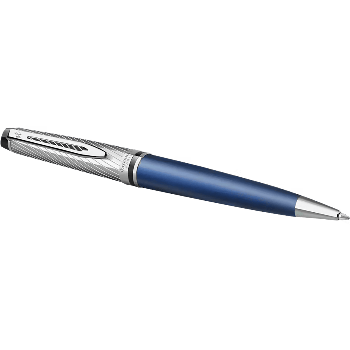 Waterman Expert Ballpoint Pen - Metallic Blue - Chrome Trim (Deluxe) - Pen Boutique Ltd