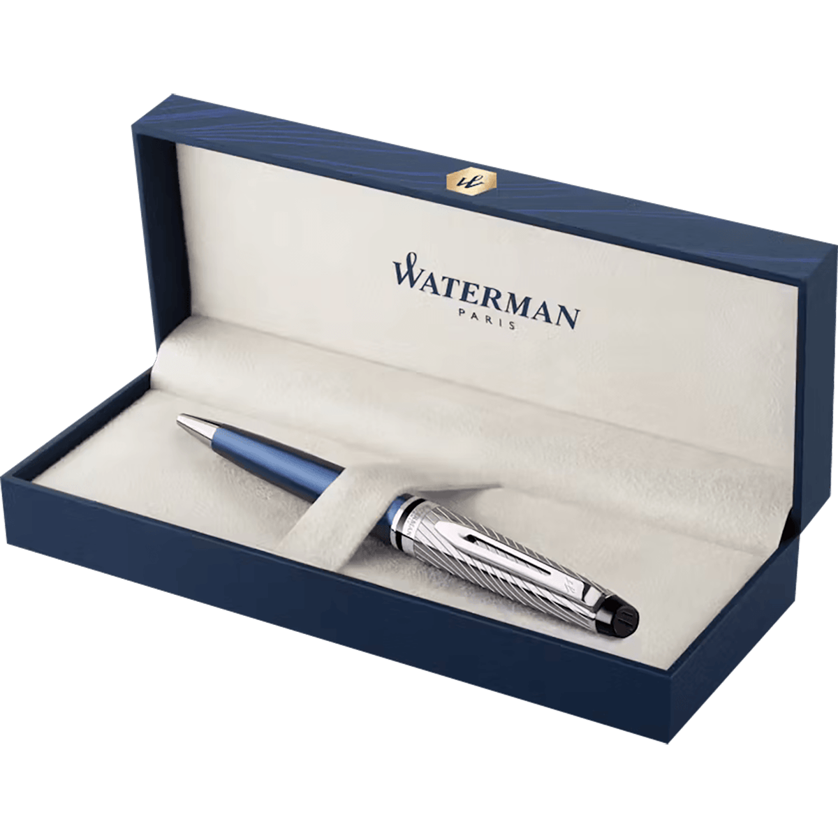 Waterman Expert Ballpoint Pen - Metallic Blue - Chrome Trim (Deluxe) - Pen Boutique Ltd