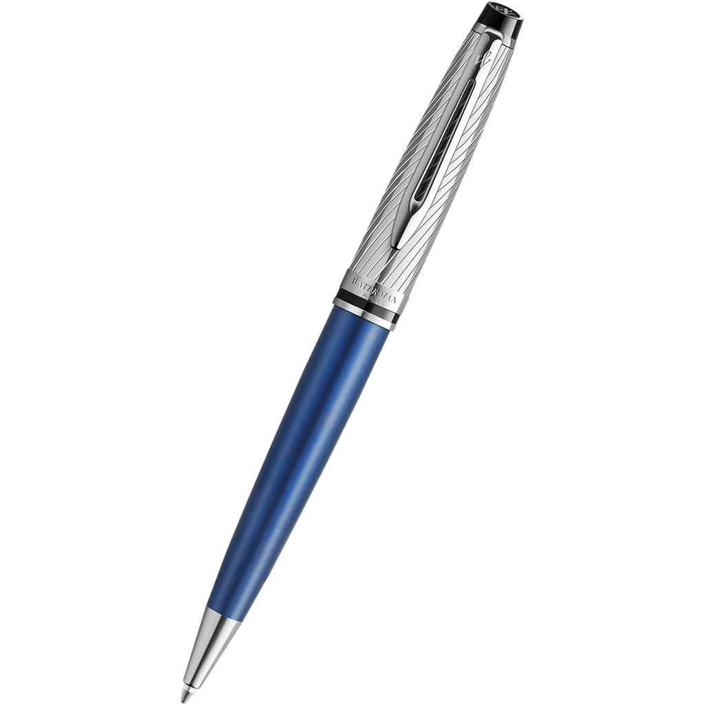 Waterman Expert Ballpoint Pen - Metallic Blue - Chrome Trim (Deluxe) - Pen Boutique Ltd