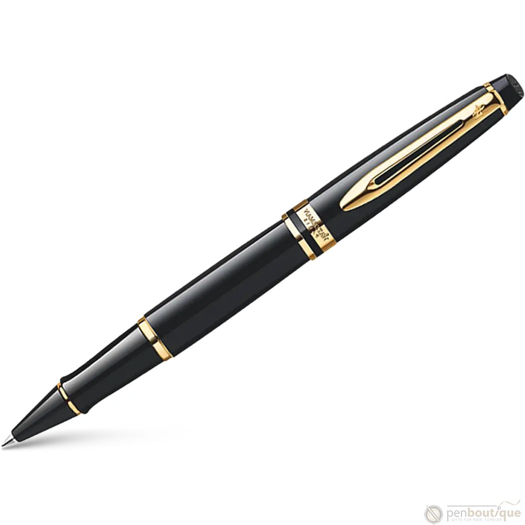 Waterman Expert Black Gold Trim Rollerball Pen-Pen Boutique Ltd