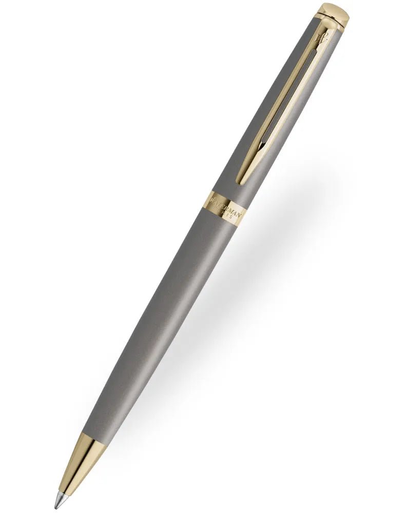 Waterman Hémisphère Ballpoint Pen - Metallic Grey with Gold Trim - Pen Boutique Ltd