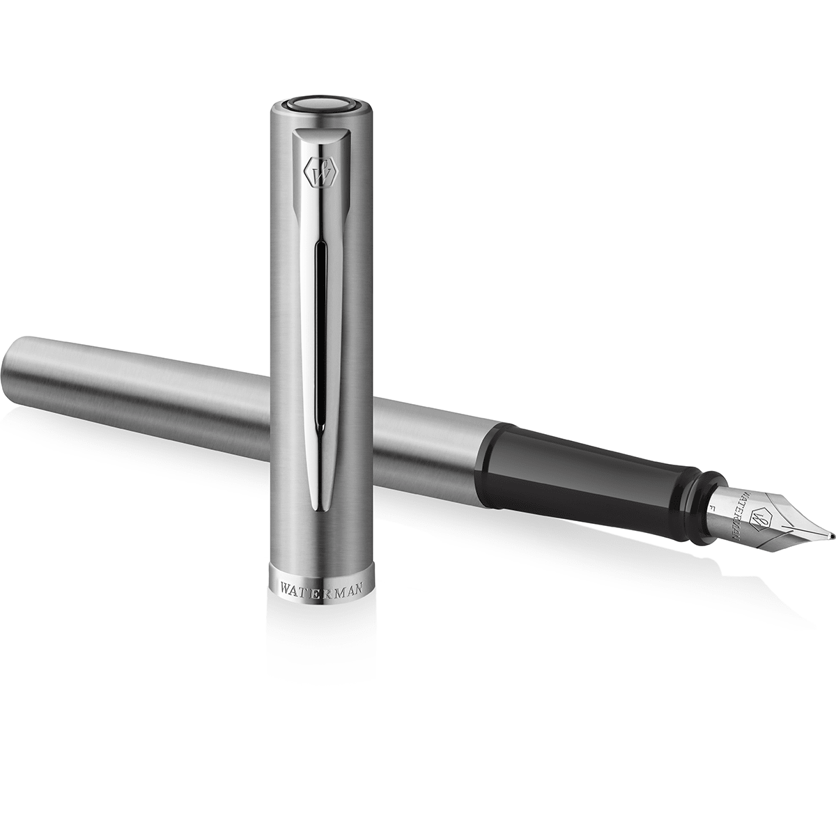 Waterman Impression Fountain Pen - Stainless Steel - Chrome Trim - Pen Boutique Ltd