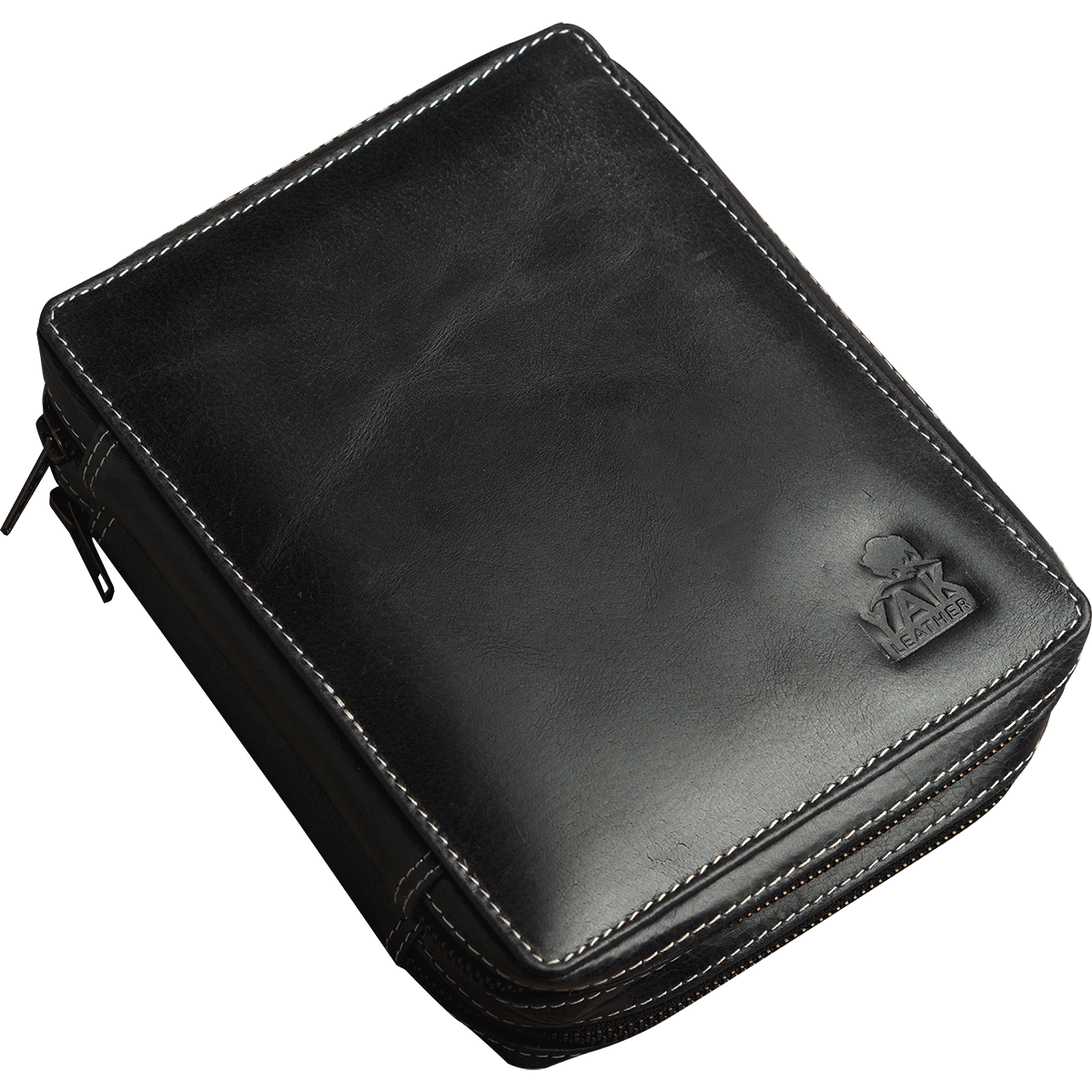 Yak Leather 26 Double Sided Zipped Pen Holder - Black - Pen Boutique Ltd