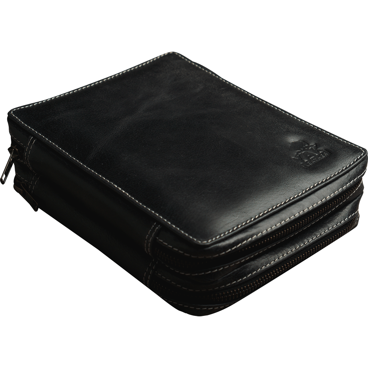 Yak Leather 26 Double Sided Zipped Pen Holder - Black - Pen Boutique Ltd