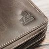 Yak Leather 26 Double Sided Zipped Pen Holder - Nimbus/Tan - Pen Boutique Ltd