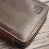 Yak Leather 26 Double Sided Zipped Pen Holder - Nimbus/Tan - Pen Boutique Ltd