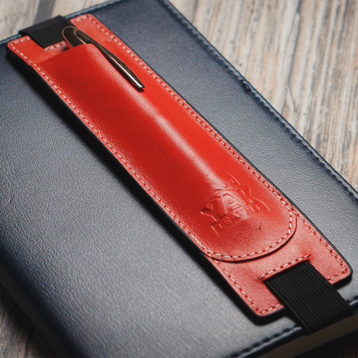 Yak Leather Elastic Pen Holder Single Pen Sleeve - Red - Pen Boutique Ltd