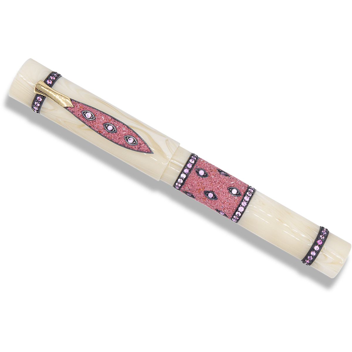 Zeki Karaca Jewellery Harman Fountain Pen - White - Red Sapphire Gem (Limited Edition) - Pen Boutique Ltd