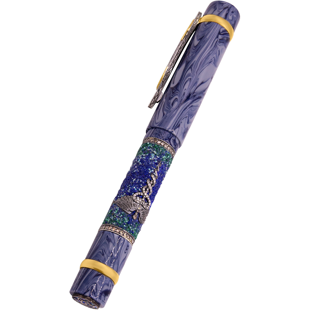 Zeki Karaca Jewellery Harman Fountain Pen - Blue - Gold Trim