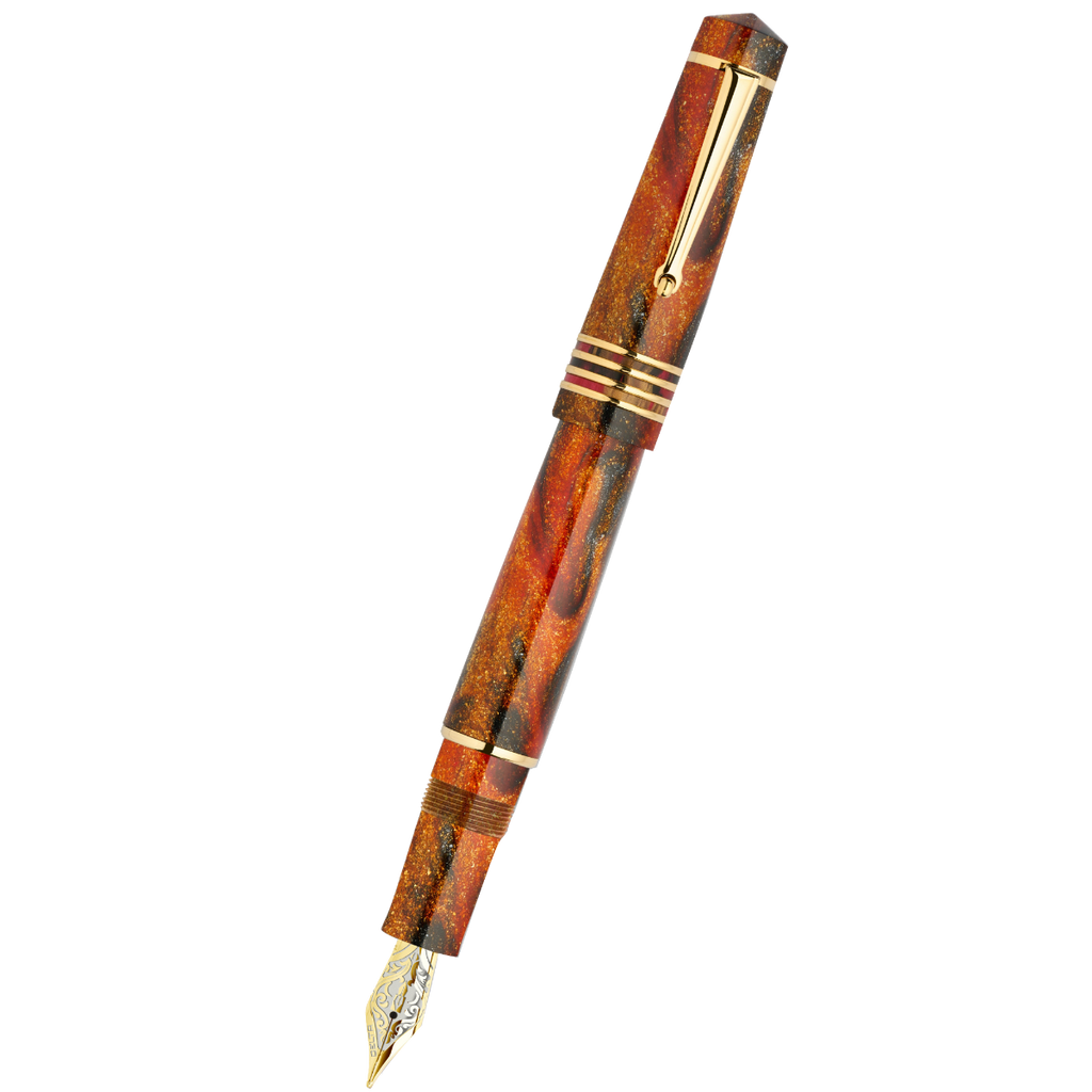 Delta DV Original Fountain Pen - Gold-Plated Stainless Steel Nib - Glow Up Oro (Mid Size)-Pen Boutique Ltd