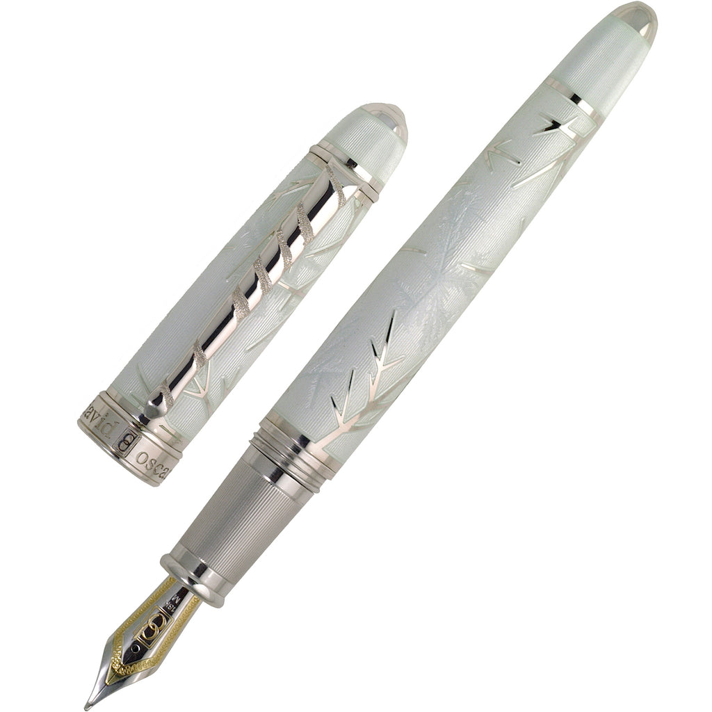 David Oscarson Winter Ballpoint Pen - Winter White & Rhodium - Pen Boutique Ltd