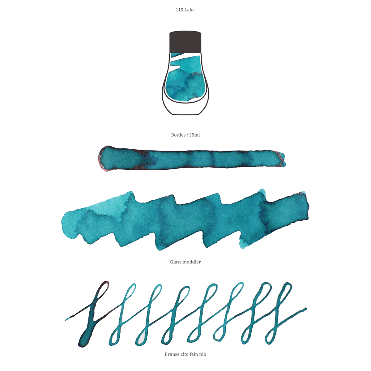 Dominant Industry Standard Ink Bottle - Lake - 25ml - Pen Boutique Ltd