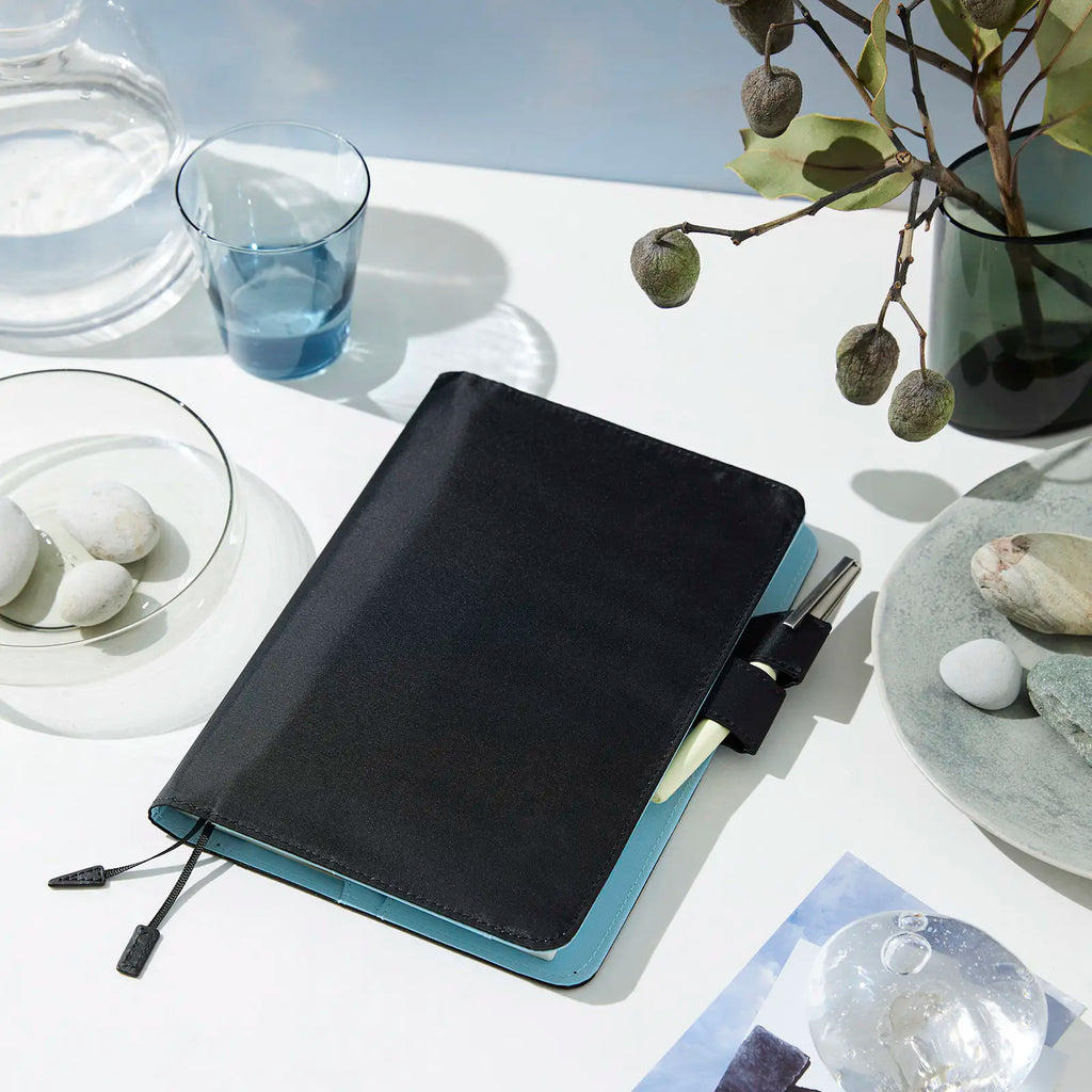 Hobonichi Cousin Japanese Book & Cover - Black x Clear Blue - A5 (April Start) - Pen Boutique Ltd