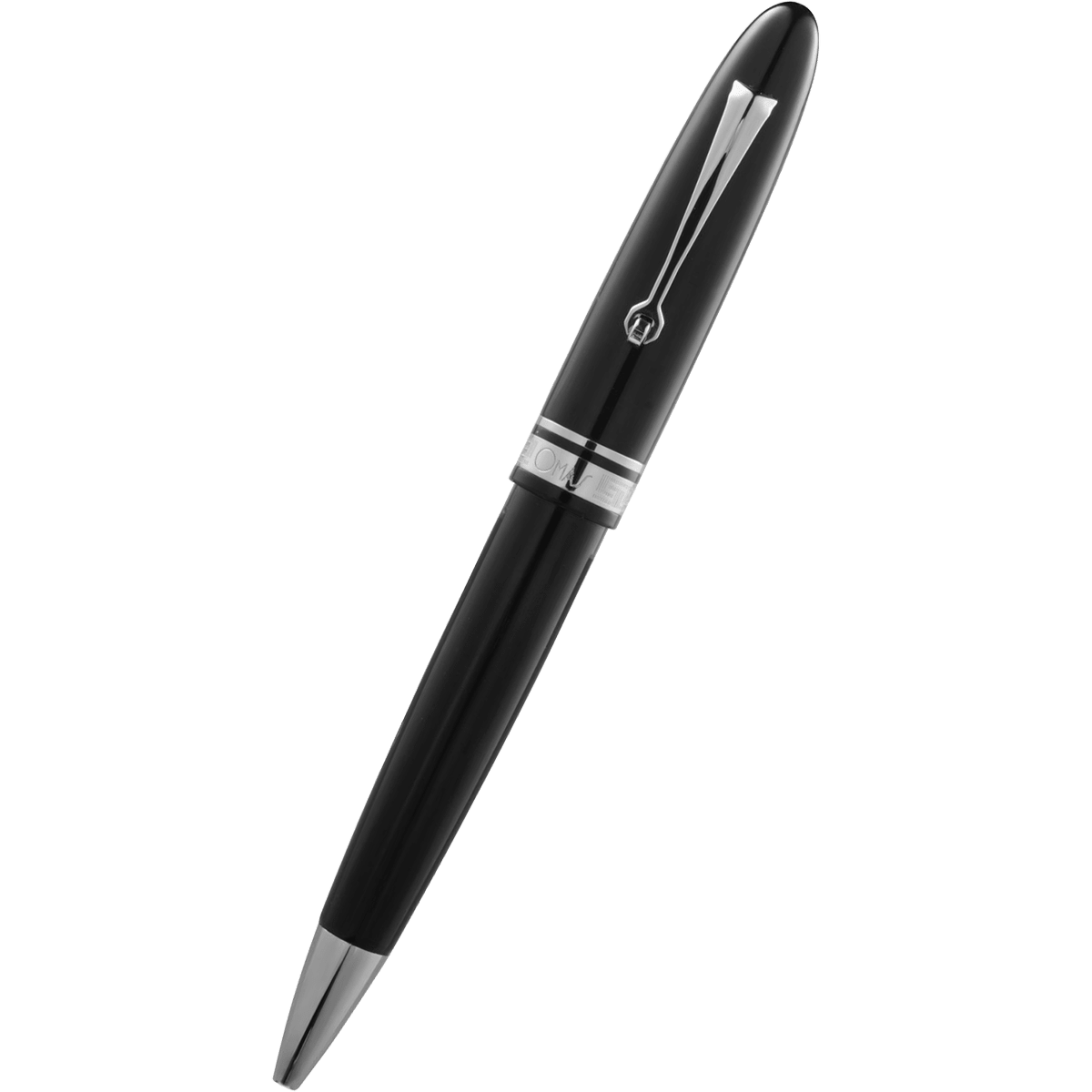 Omas Ogiva Ballpoint Pen - Nera - Silver Trim - Pen Boutique Ltd