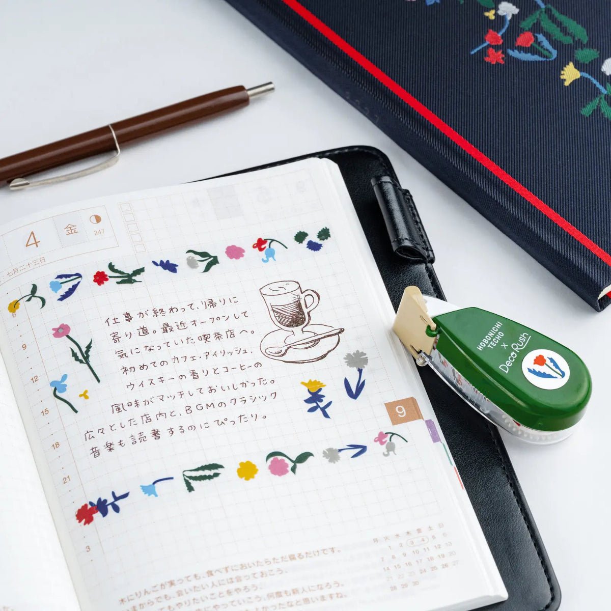 Plus x Hobonichi Deco Rush Tape Dispenser - Petit Bloom by Yoshie Watanabe - Pen Boutique Ltd