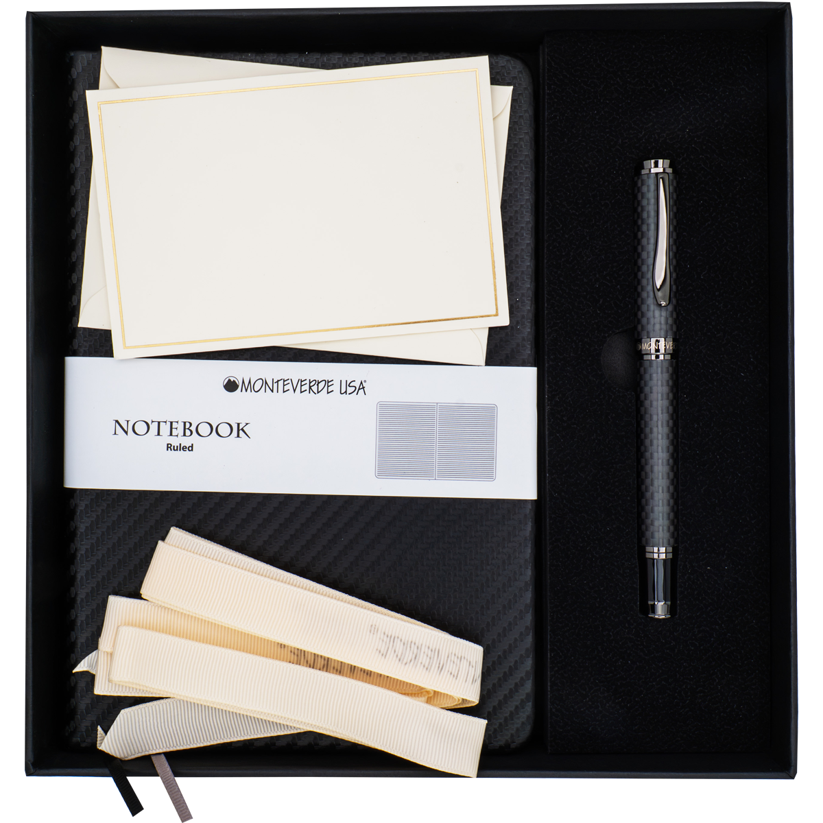 Monteverde Innova Rollerball Pen Notebook Set - Carbon Fiber - Gunmetal