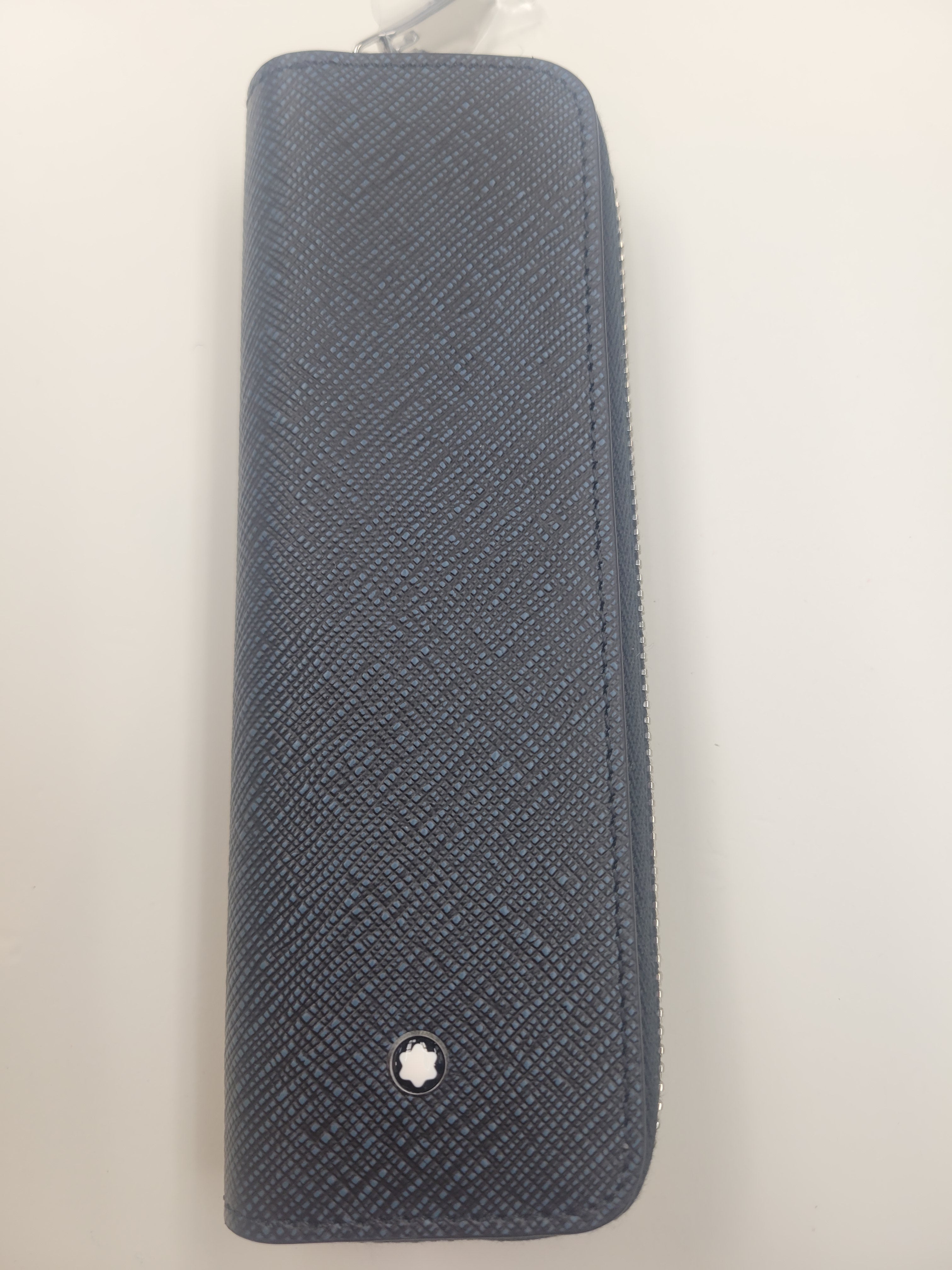 Montblanc Sartorial 1 Pen Pouch - Zipper Closure - Tweed Blue - Pen Boutique Ltd