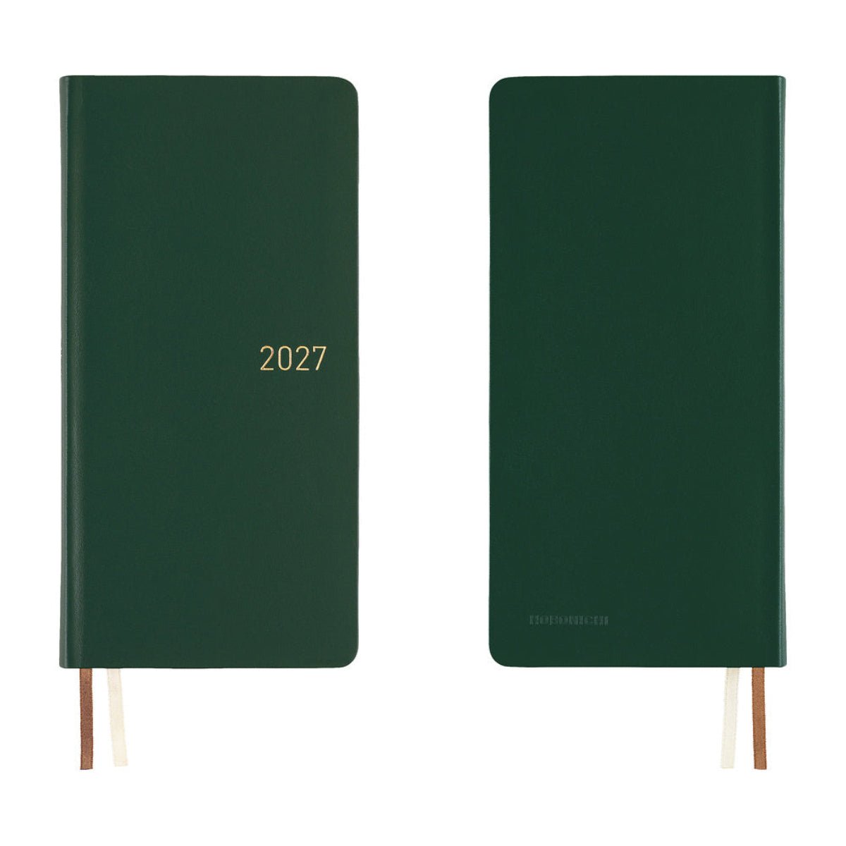 Hobonichi 2027 Light Hardcover English Book - Leather: Forest Green - Tall & Slim (Weeks - January Start) - Pen Boutique Ltd