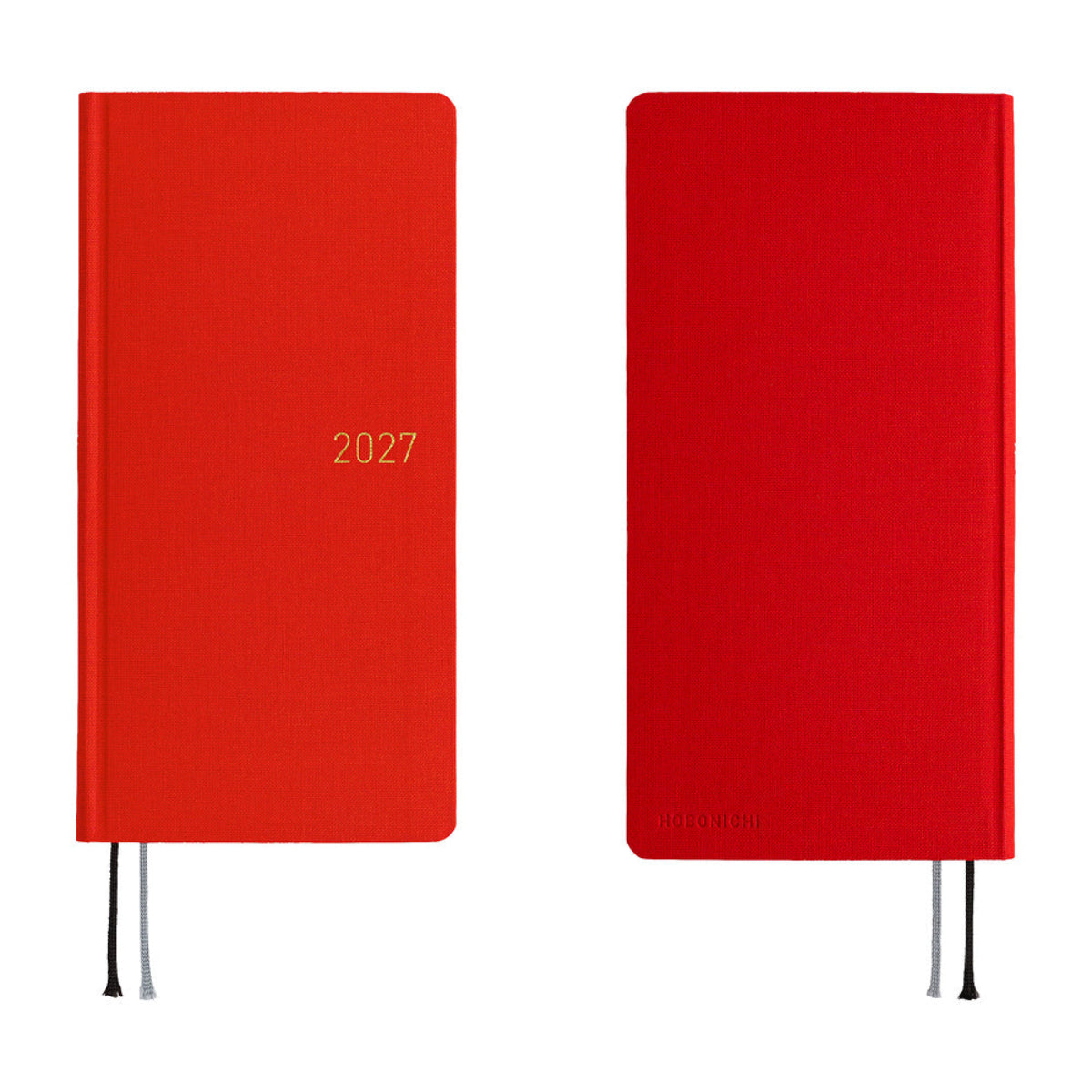 Hobonichi 2027 Mega Light Hard Cover English Book - Colors: Poppy Red - Tall & Slim (Weeks - January Start)-Pen Boutique Ltd
