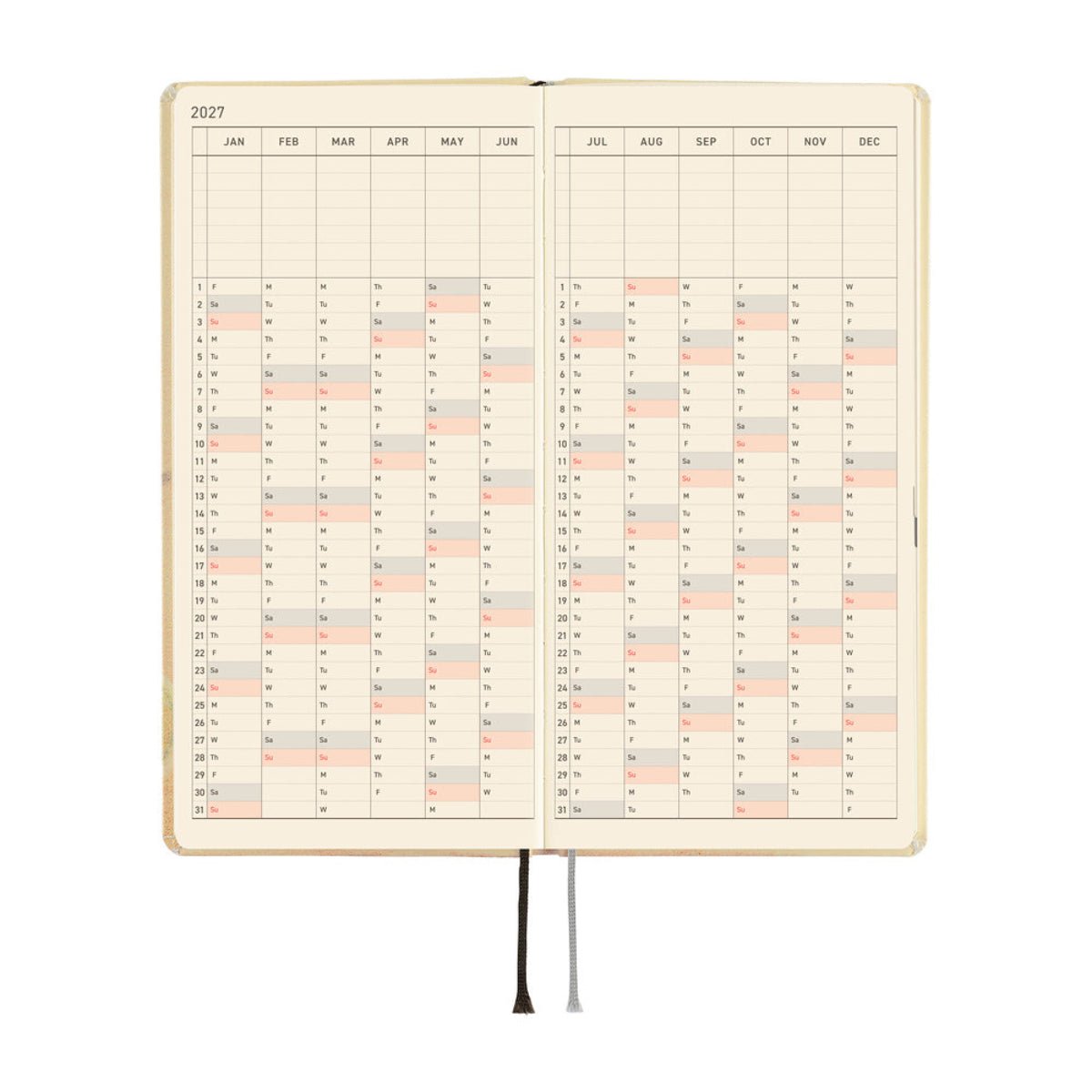 Hobonichi 2027 Light Hardcover English Book - Akiko Miyakoshi: Once, in Spring - Tall & Slim (Weeks - January Start) - Pen Boutique Ltd