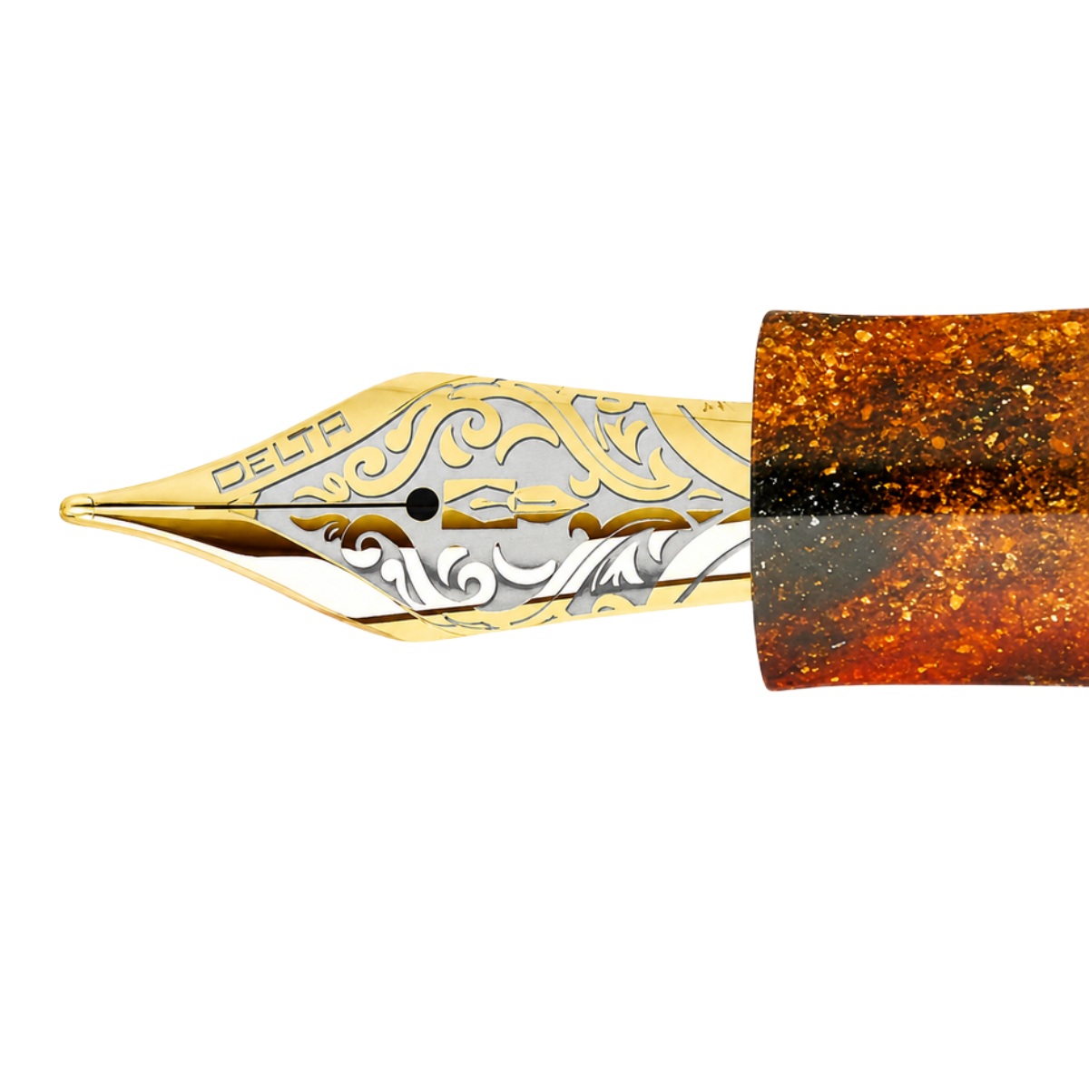 Delta DV Original Fountain Pen - Gold-Plated Stainless Steel Nib - Glow Up Oro (Mid Size)-Pen Boutique Ltd