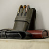 Pen Boutique Yak Leather Triple Pen Holder - Crazy Horse - Celedon/Black - Pen Boutique Ltd